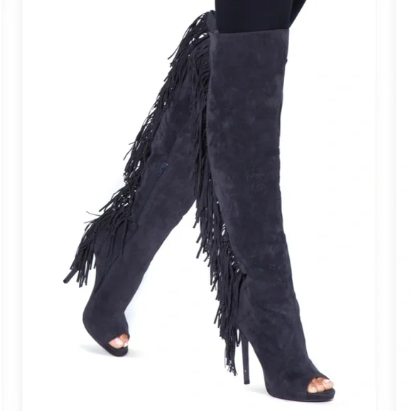 peep-toe over-the-knee boot - Picture 2 of 4